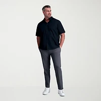 Haggar Life Khaki With Repreve Comfort Woven Mens Short Sleeve Regular Fit Stretch Fabric Big and Tall Button-Down Shirt