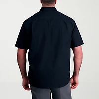 Haggar Life Khaki With Repreve Comfort Woven Mens Short Sleeve Regular Fit Stretch Fabric Big and Tall Button-Down Shirt