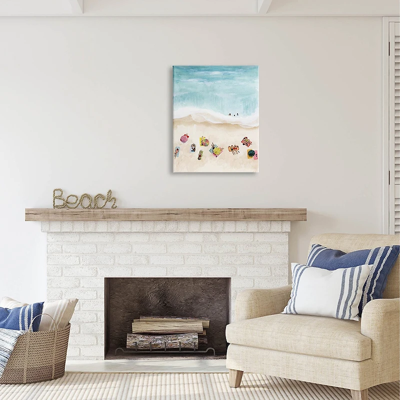 Stupell Industries Summer Beach Day People Swimming Canvas Art