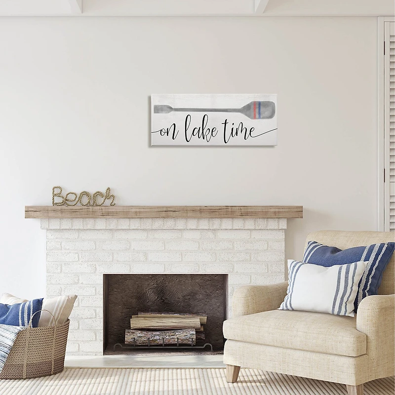 Stupell Industries On Lake Time Boat Oar Phrase Canvas Art