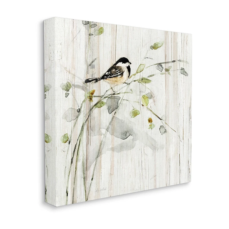 Stupell Industries Bird Perched Birch Pattern Canvas Art