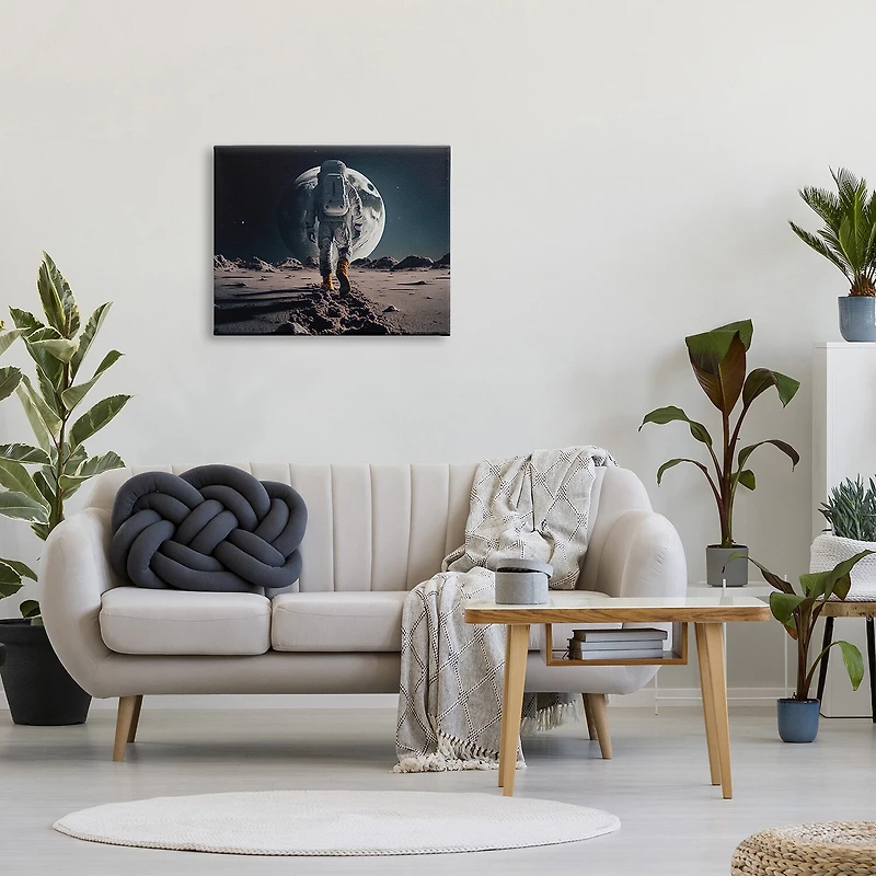 Stupell Industries Man On Moon Outer Space Astronaut Canvas Art