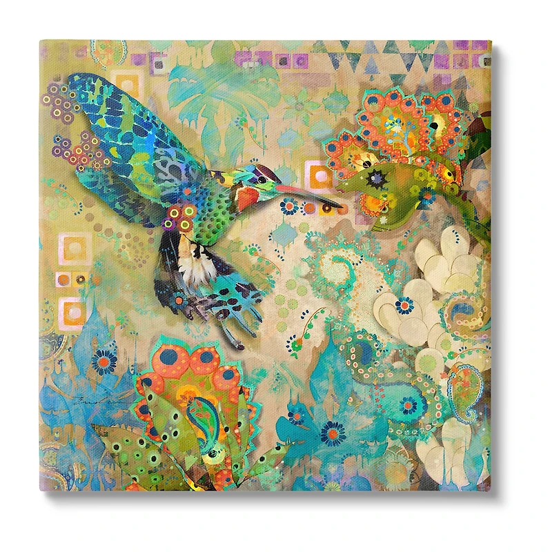 Stupell Industries Boho Hummingbird Pattern Canvas Art