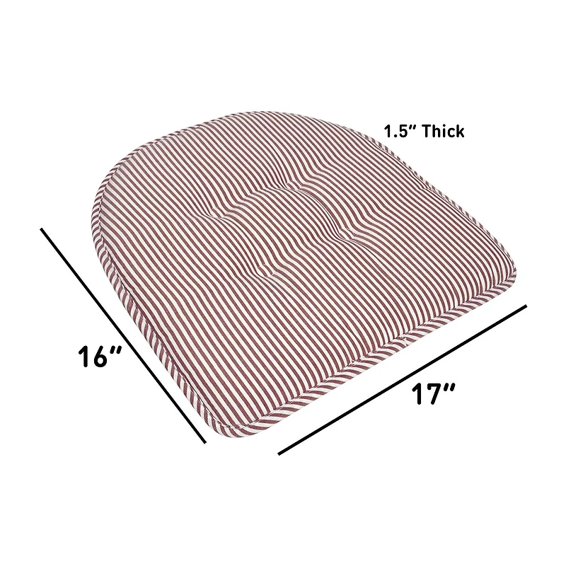 Sweet Home Collection™ Pinstripe U Shaped Memory Foam 17" x 16" Chair Cushions