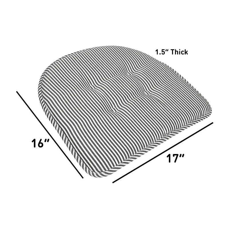 Sweet Home Collection™ Pinstripe U Shaped Memory Foam 17" x 16" Chair Cushions