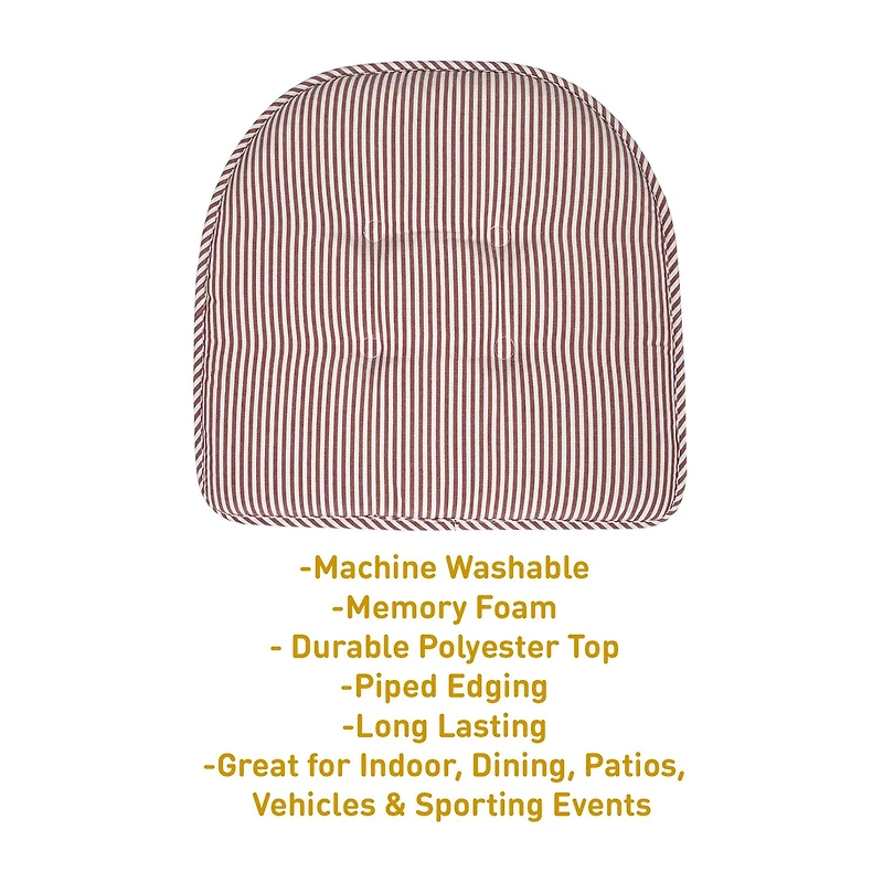 Sweet Home Collection™ Pinstripe U Shaped Memory Foam 17" x 16" Chair Cushions