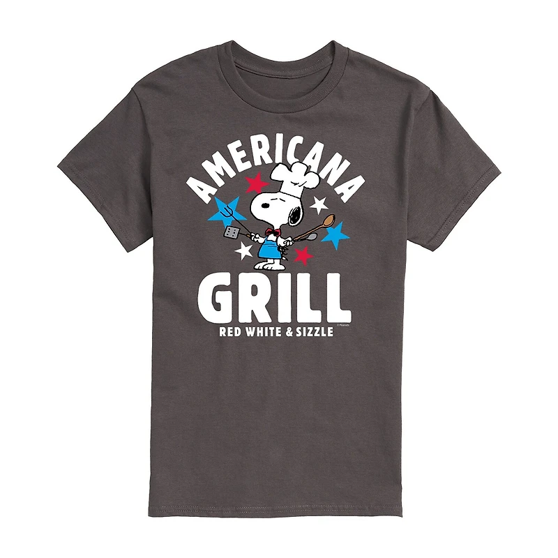 Mens Short Sleeve Americana Peanuts Snoopy Graphic T-Shirt