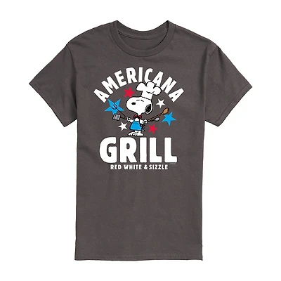 Mens Short Sleeve Americana Peanuts Snoopy Graphic T-Shirt