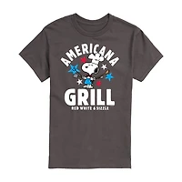 Mens Short Sleeve Americana Peanuts Snoopy Graphic T-Shirt