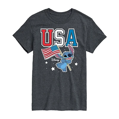 Mens Short Sleeve Americana Lilo & Stitch Graphic T-Shirt