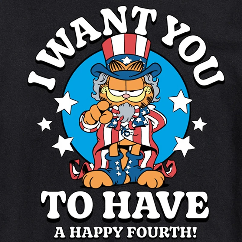 Mens Short Sleeve Americana Garfield Graphic T-Shirt