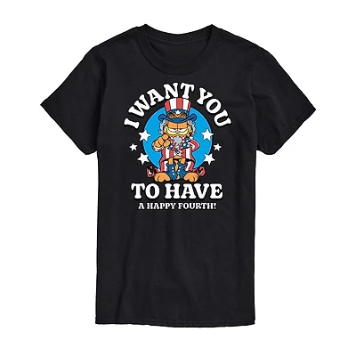 Mens Short Sleeve Americana Garfield Graphic T-Shirt