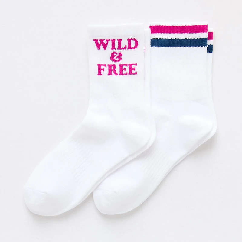 Arizona Sport Rib Womens 2 Pair Crew Socks