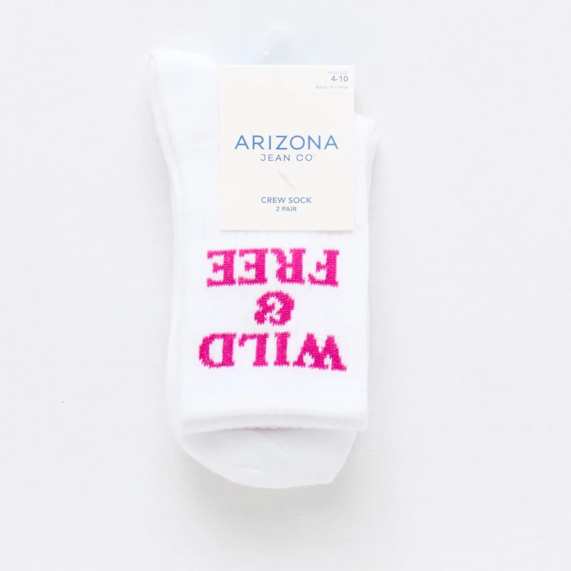 Arizona Sport Rib Womens 2 Pair Crew Socks
