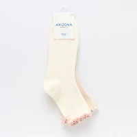 Arizona Lettuce Edge Backseam Bow Womens 2 Pair Quarter Ankle Socks