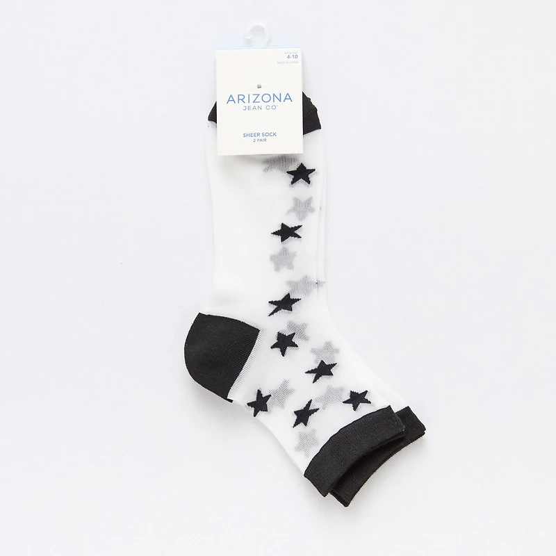 Arizona Sheer Womens 2 Pair Quarter Ankle Socks