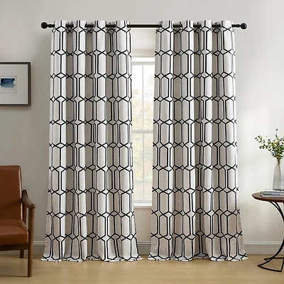 Threadmade Kaiden Geometric Grommet Top Blackout Single Curtain Panel