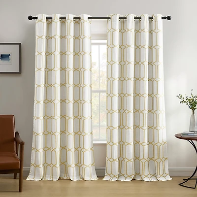 Threadmade Kaiden Geometric Grommet Top Blackout Single Curtain Panel