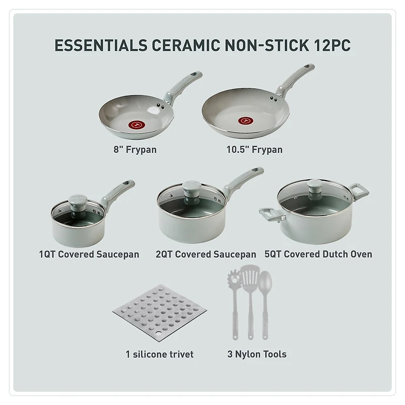 T-Fal 12-pc. Ceramic Non-Stick Cookware Set