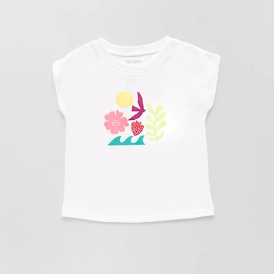 Okie Dokie Toddler & Little Girls Round Neck Short Sleeve Regular Fit Graphic T-Shirt