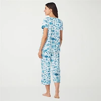 Cuddl Duds Womens Short Sleeve 2-pc. Pajama Set
