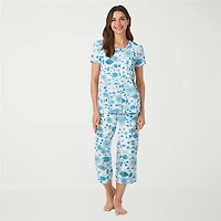 Cuddl Duds Womens Short Sleeve 2-pc. Pajama Set
