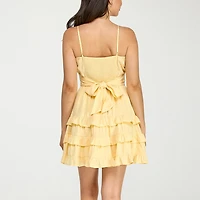 Trixxi Womens V Neck Sleeveless Fit + Flare Dress