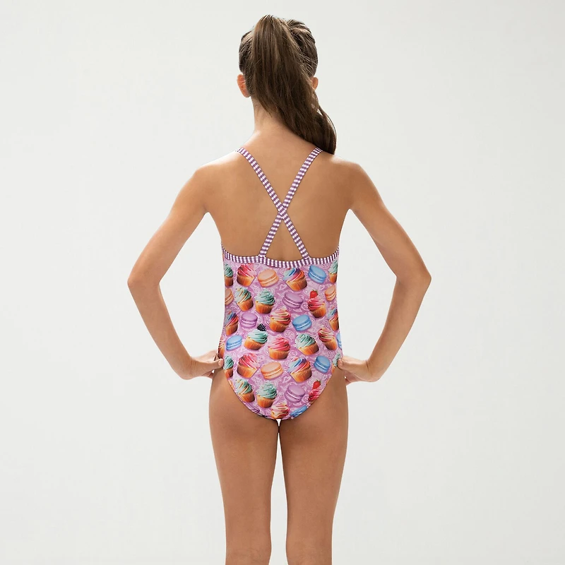 Dolfin Uglies Youth Girls' Print 1-Piece Little & Big Kid Girls Easy-on + Easy-off Sleeveless One Piece Swimsuit