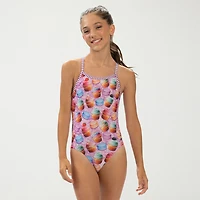 Dolfin Uglies Youth Girls' Print 1-Piece Little & Big Kid Girls Easy-on + Easy-off Sleeveless One Piece Swimsuit