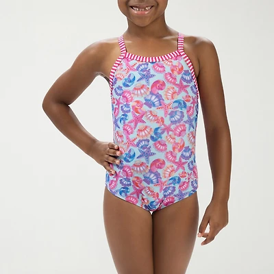 Dolfin Little & Big Kid Girls Easy-on + Easy-off Sleeveless One Piece Swimsuit