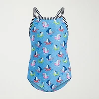 Dolfin Little & Big Kid Girls Easy-on + Easy-off Animal Sleeveless One Piece Swimsuit