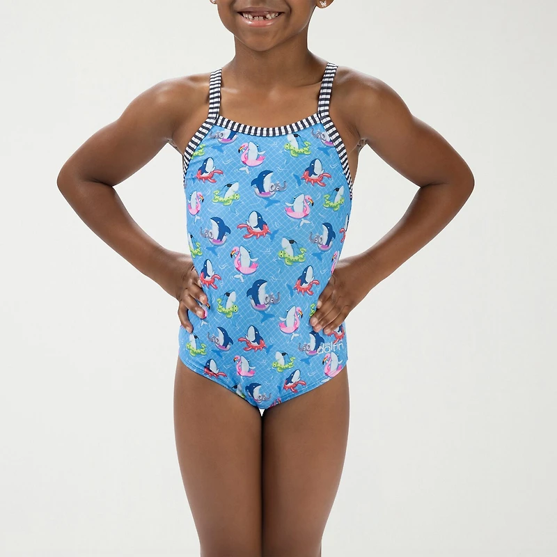 Dolfin Little & Big Kid Girls Easy-on + Easy-off Animal Sleeveless One Piece Swimsuit