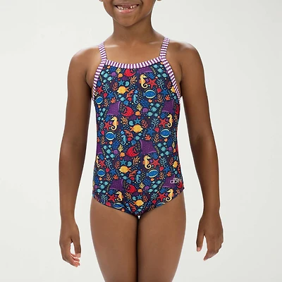 Dolfin Toddler Girls Easy-on + Easy-off Sleeveless One Piece Swimsuit