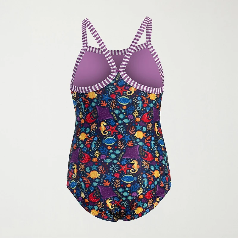 Dolfin Toddler Girls Easy-on + Easy-off Sleeveless One Piece Swimsuit