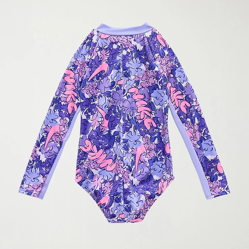 Nike Little Girls Floral Long Sleeve One Piece Swimsuit