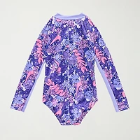 Nike Little Girls Floral Long Sleeve One Piece Swimsuit