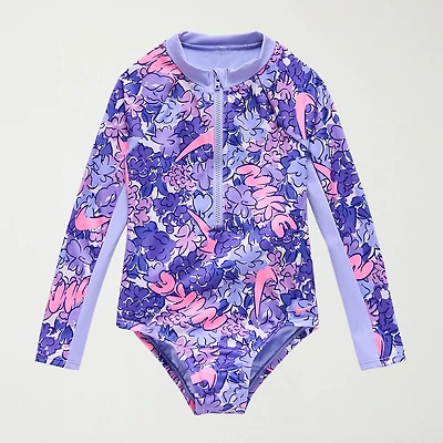 Nike Little Girls Floral Long Sleeve One Piece Swimsuit