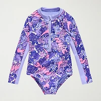 Nike Little Girls Floral Long Sleeve One Piece Swimsuit