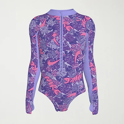 Nike Little & Big Kid Girls Floral Long Sleeve One Piece Swimsuit