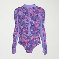Nike Little & Big Kid Girls Floral Long Sleeve One Piece Swimsuit