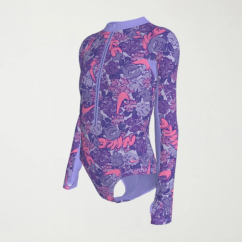 Nike Little & Big Kid Girls Floral Long Sleeve One Piece Swimsuit