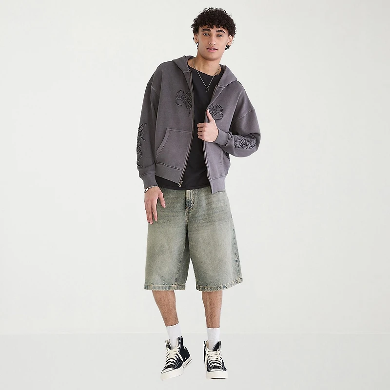 AEROPOSTALE Cloud Soft Graphic Mens Long Sleeve Fleece Zipper Hoodie