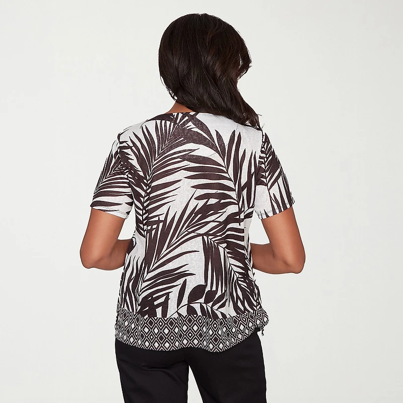 Alfred Dunner Detail Driven Womens Crew Neck Short Sleeve T-Shirt