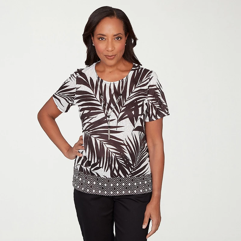 Alfred Dunner Detail Driven Womens Crew Neck Short Sleeve T-Shirt