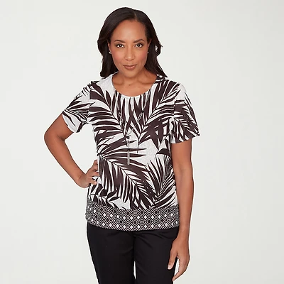 Alfred Dunner Detail Driven Womens Crew Neck Short Sleeve T-Shirt