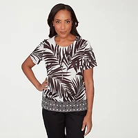 Alfred Dunner Detail Driven Womens Crew Neck Short Sleeve T-Shirt