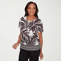 Alfred Dunner Detail Driven Womens Crew Neck Short Sleeve T-Shirt