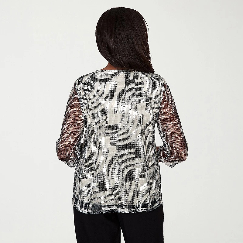 Alfred Dunner Detail Driven Womens Crew Neck 3/4 Sleeve T-Shirt