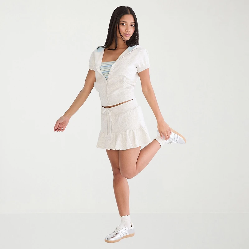 AEROPOSTALE Womens Juniors Short Sleeve Zipper Hoodie