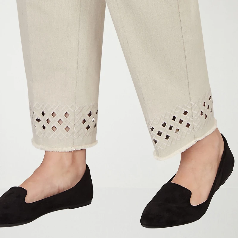 Alfred Dunner Detail Driven Womens Plus Straight Ankle Pant
